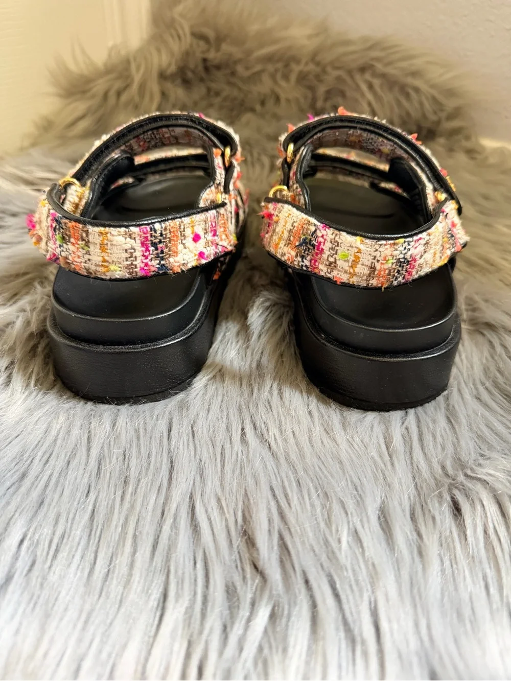 Tory Burch Kira Sport Sandal Women Size 6.5 Tweed Pink/Black